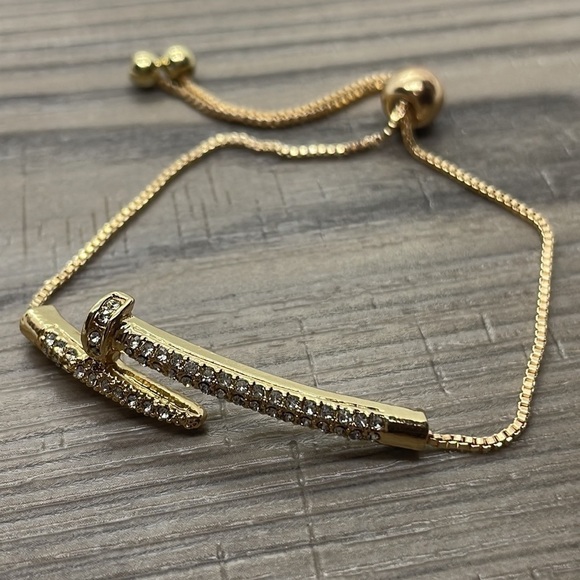 Gold Iced Out Rhinestone Encrusted Zirconia Bracelet - Picture 6 of 12